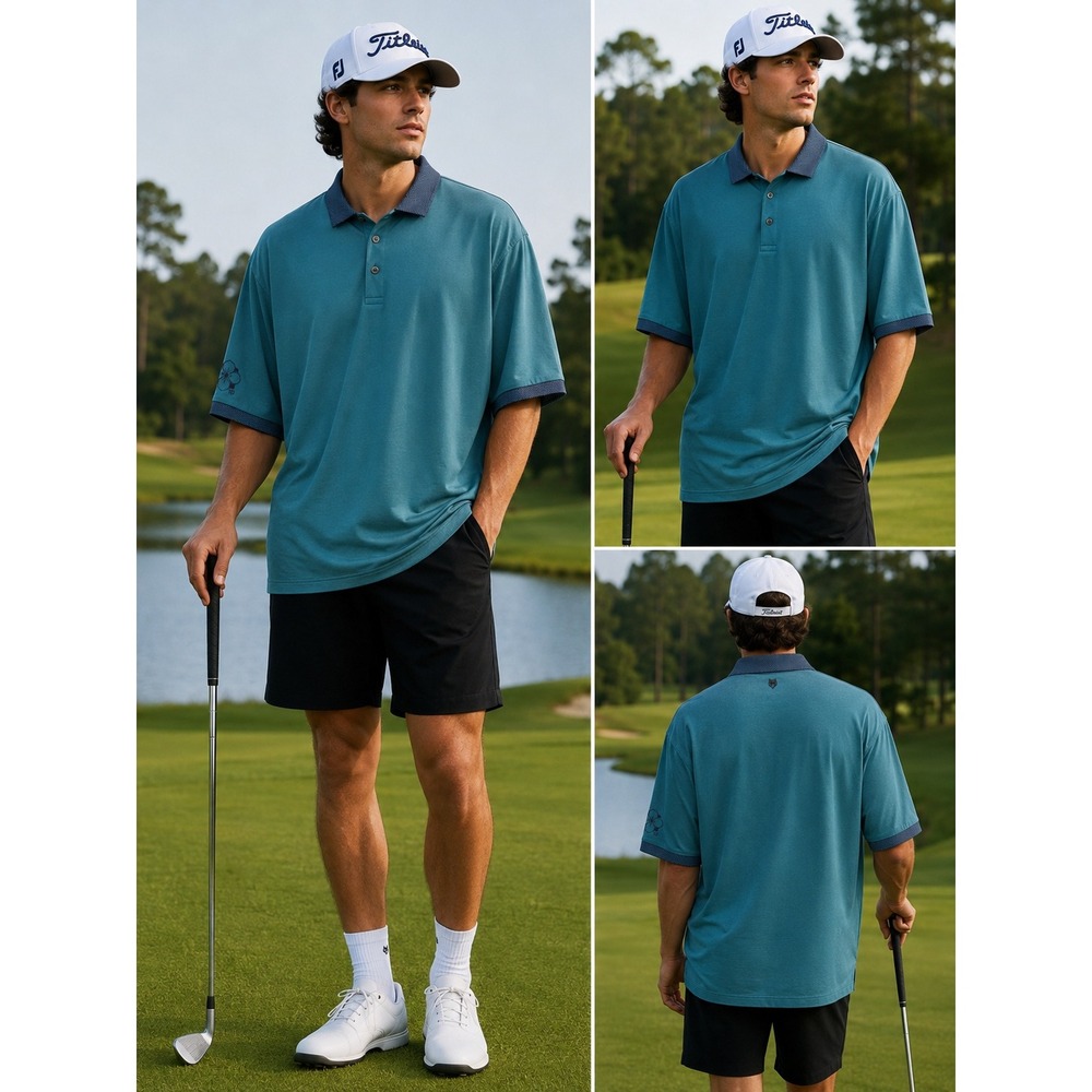 Greyson Mens Golf Polo Cherokee XL Blue Lagoon w/ Embroidered Patch Added (1910)